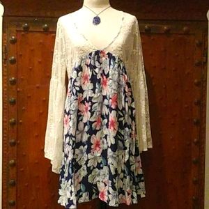 NWT KORI BEAUTIFUL LACE/FLORAL PRINT DRESS